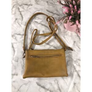 Vintage 90s 3 compartment Purse Leather Crossbody Bag Adjustable Strap 5.5"x8"